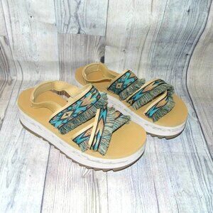 TEVA Flatform Ceres Double Diamond Black Platform Sandals Womens Size 9